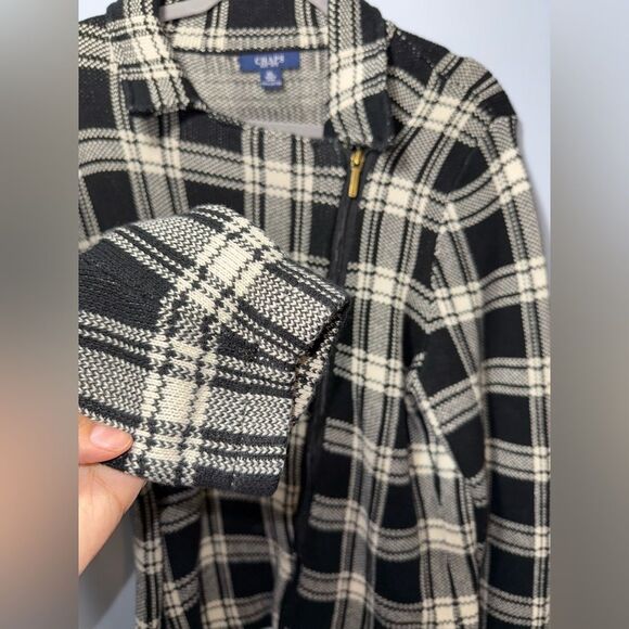 Chaps Women's Plaid Asymmetrical Moto Zip Sweater Jacket Size XL EUC - Picture 5 of 7